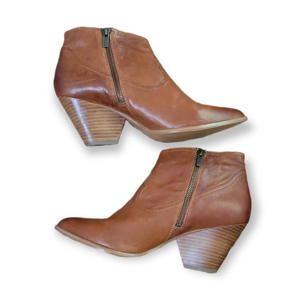 Frye Reina Ankle Bootie Cognac Genuine Leather Western 10 - Picture 2 of 9